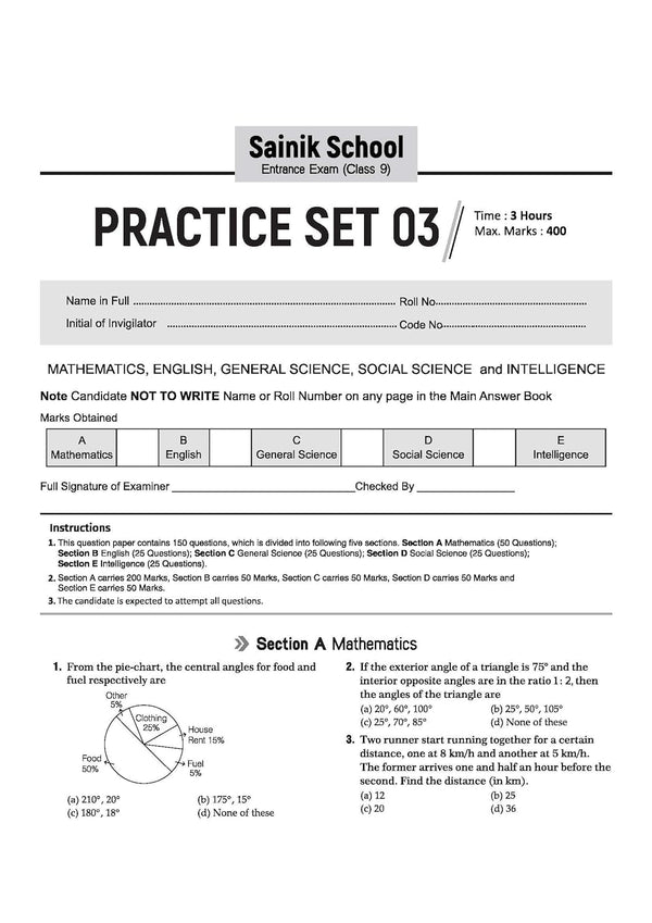 AISSEE Sainik School Class 9 Entrance Exam 2027 | 15 Practice Sets with Solved Paper 2026 | With OMR Sheet | As per Latest Exam Pattern