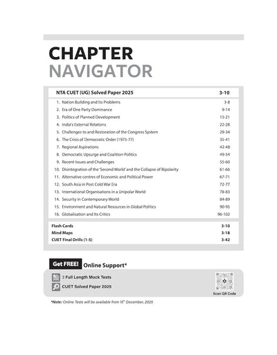CUET UG 2026 Political Science | Chapterwise Notes & Question Bank | Based on NTA Pattern | 1000+ NCERT MCQs, Assertion Reason & Case-Based Questions | Chapterwise Mindmaps & Flash Cards | Free Online Digital Support
