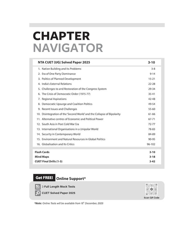 CUET UG 2026 Political Science | Chapterwise Notes & Question Bank | Based on NTA Pattern | 1000+ NCERT MCQs, Assertion Reason & Case-Based Questions | Chapterwise Mindmaps & Flash Cards | Free Online Digital Support
