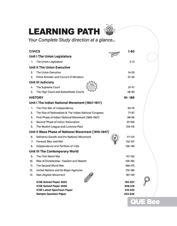 ICSE History & Civics Class 10 Exam | Quick Theory, Exam Pattern Questions & Sample Papers | As per Latest ICSE Syllabus | Que Bee 2nd Edition