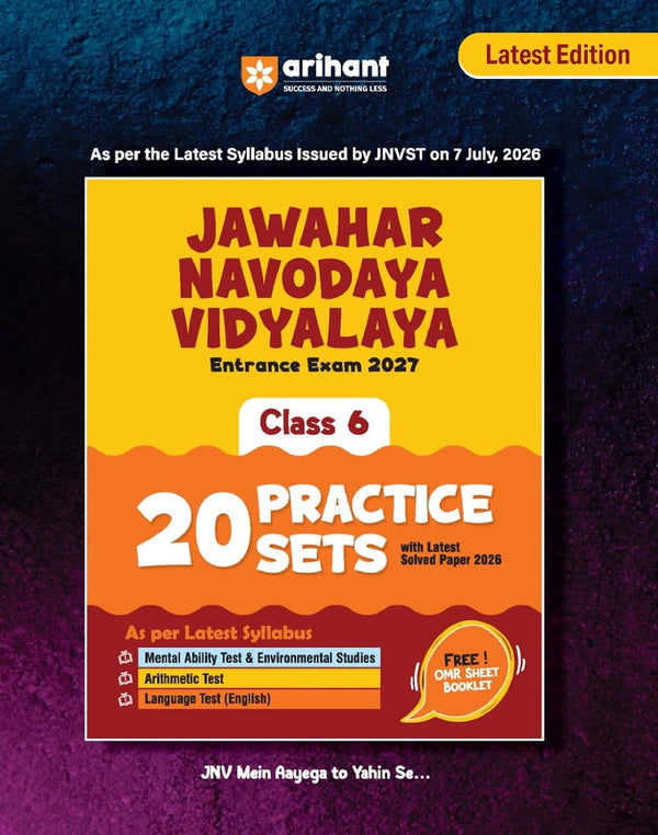 Jawahar Navodaya Vidyalaya Class 6 Exam 2027 | 20 Practice Sets | Mental Ability, Environmental Studies, Arithmetic & Language Test | Latest Solved Paper 2026 | Free OMR Sheet | As per Latest Syllabus Issued on 7 July 2026