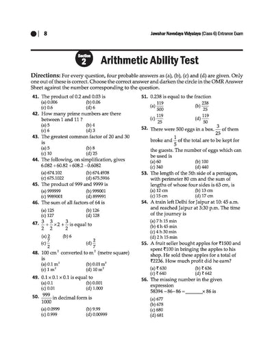 Jawahar Navodaya Vidyalaya Class 6 Entrance Exam 2027 | Solved Papers (2006–2026) 100% Solutions | Mental Ability, Arithmetic & English Language Test | Based on Latest JNVST Exam Pattern | English Medium