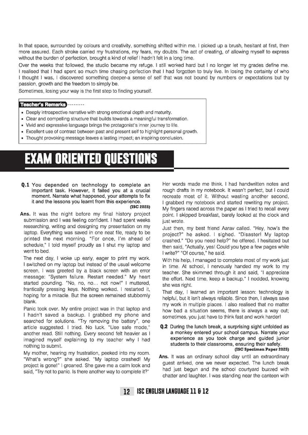 ISC English Language (Part 1)  Class 11 & 12 Exam | Quick Theory, Exam Pattern Questions & Sample Papers | As per Latest ICSE Syllabus | Que Bee 2nd Edition
