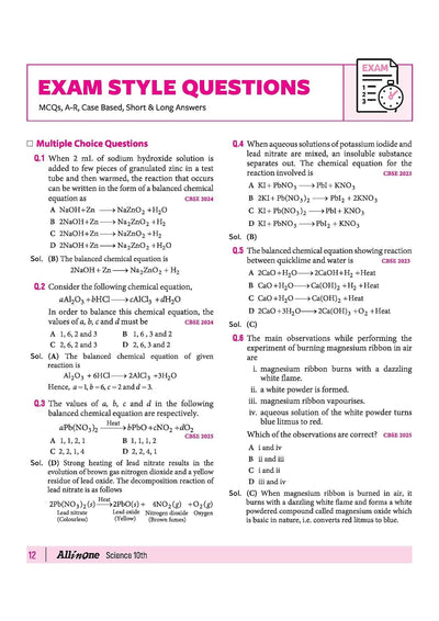 CBSE Class 10 Science Book table of content NCERT based chapters topics with theory exercises CBQs A-R questions sample papers