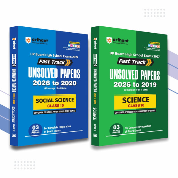 Combo of UP Board Class 10 Fast Track Unsolved Papers Kit (Set of 2 Books: Science 2019 to 2026 & Social Science 2020 to 2026) | Subjectwise Board Exam Practice Question Bank Set