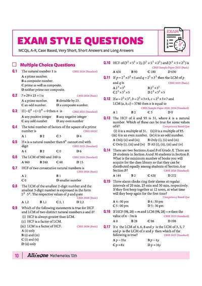 All in One Mathematics Class 10 for CBSE Exam 2026-27 | NCERT Based Complete Theory, Practice Exercises, CBQs, A-R, Sample Papers & Mind Maps | Revised Edition as per Latest Syllabus