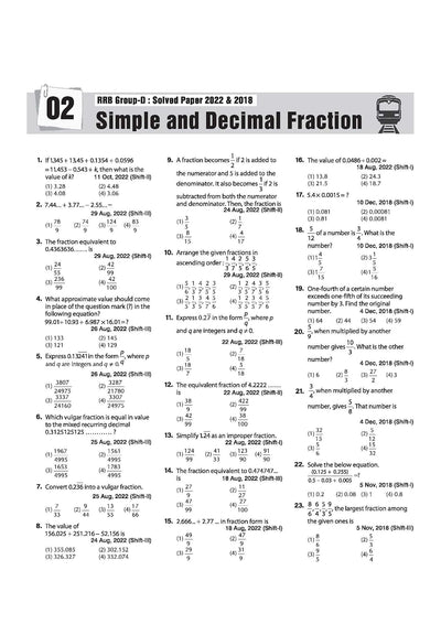 RRB Group-D Computer Based Test 2026 | Sectionwise Chapterwise Solved Papers (2025, 2022, 2018) | 100% Detailed Solutions | Dhurandhar Series