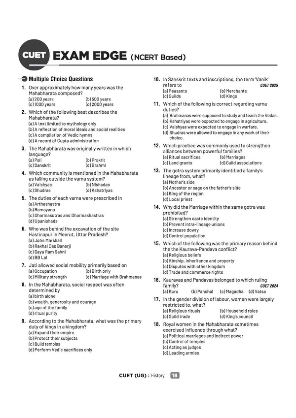 CUET UG 2026 History | Chapterwise Notes & Question Bank | Based on NTA Pattern | 1000+ NCERT MCQs, Assertion Reason & Case-Based Questions | Chapterwise Mindmaps & Flash Cards | Free Online Digital Support