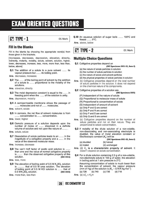 ISC Chemistry Class 12 Exam | Quick Theory, Exam Pattern Questions & Sample Papers | As per Latest ICSE Syllabus | Que Bee 2nd Edition