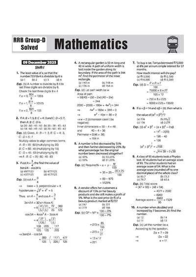 RRB Group-D Computer Based Test 2026 | Sectionwise Chapterwise Solved Papers (2025, 2022, 2018) | 100% Detailed Solutions | Dhurandhar Series