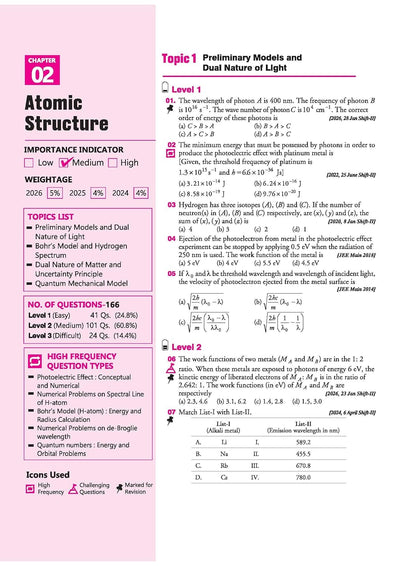 25 Years JEE Main Chemistry | Chapterwise Topicwise Levelwise 3500+ MCQs (2026–2002) for JEE Main & AIEEE | NTA Authenticated Answers & Topicwise Worksheets | Key Ideas, Concept Enhancer, Trap Alert