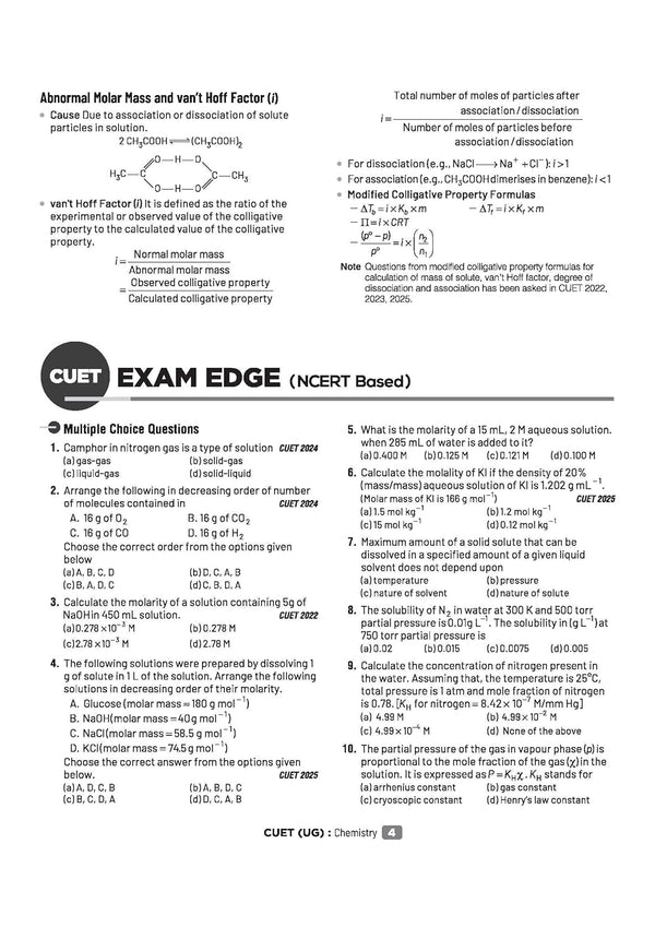CUET UG 2026 Chemistry | Chapterwise Notes & Question Bank | Based on NTA Pattern | 1000+ NCERT MCQs, Assertion Reason & Case-Based Questions | Chapterwise Mindmaps & Flash Cards | Free Online Digital Support