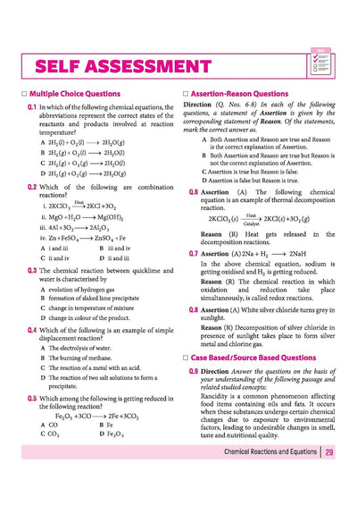 CBSE Class 10 Science Book table of content NCERT based chapters topics with theory exercises CBQs A-R questions sample papers