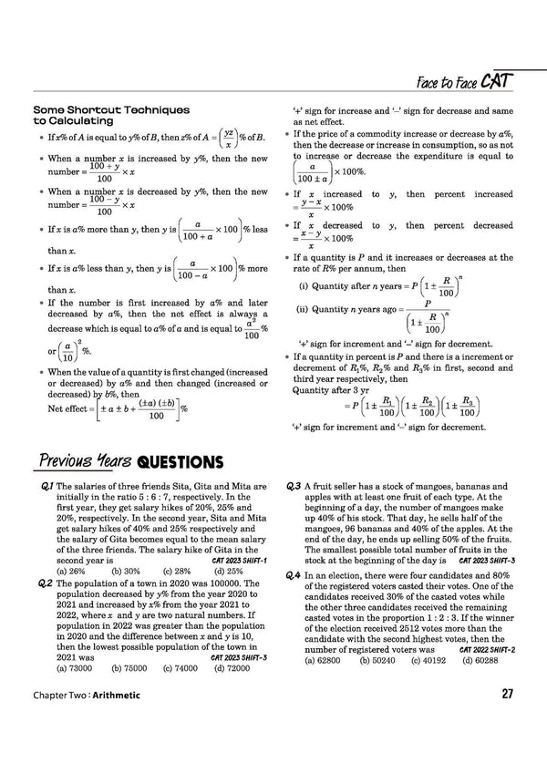 Face to Face CAT 27 Years Chapterwise Topicwise Solved Papers (1999–2025) | with Detailed Solutions & Trend Analysis