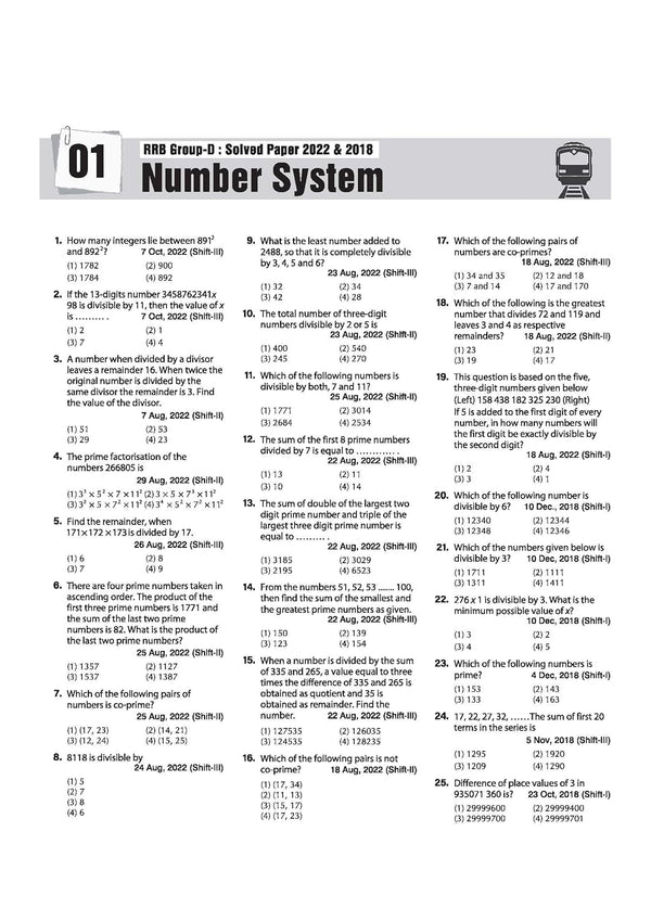 RRB Group-D Computer Based Test 2026 | Sectionwise Chapterwise Solved Papers (2025, 2022, 2018) | 100% Detailed Solutions | Dhurandhar Series