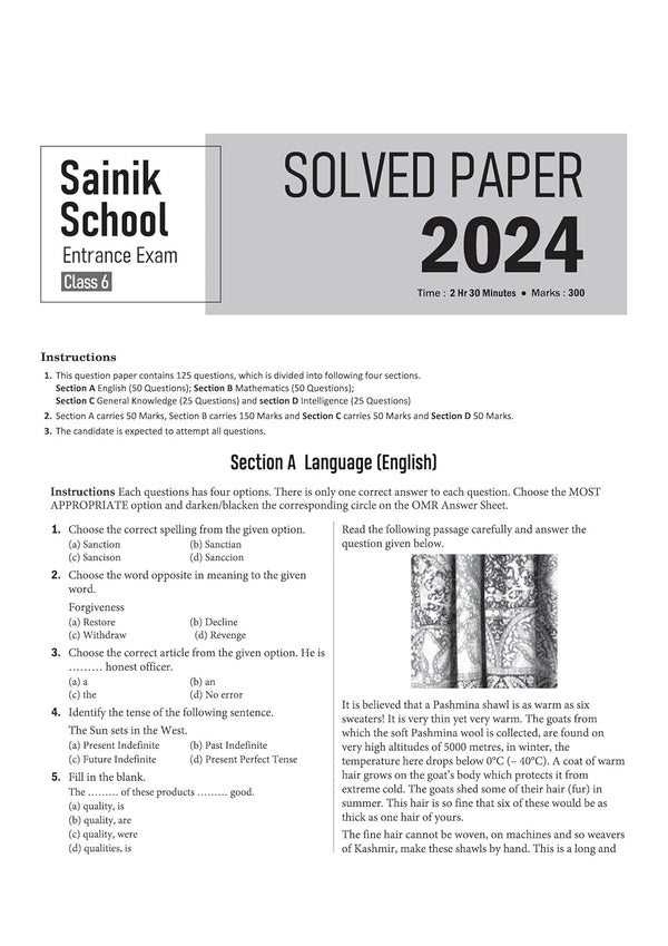 AISSEE Sainik School Class 6 Entrance Exam 2027 | 11 Solved Papers (2026- 2016) | Errorless & Authentic Solutions