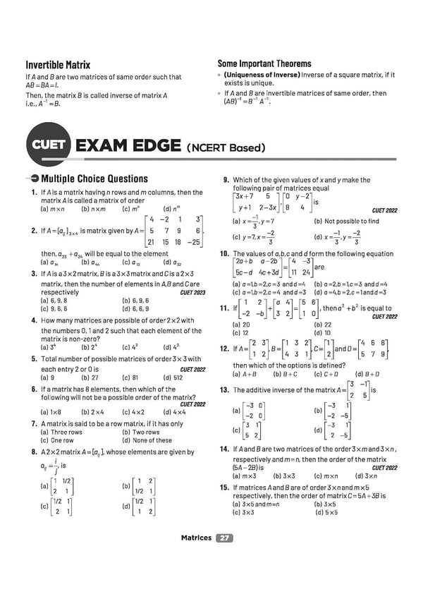 CUET UG 2026 Mathematics | Chapterwise Notes & Question Bank | Based on NTA Pattern | 1000+ NCERT MCQs, Assertion Reason & CBQ | Mindmaps & Flash Cards | Free Online Digital Support