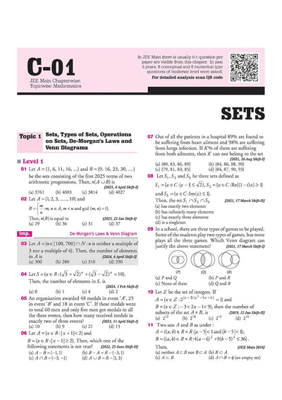 25 Years JEE Main Mathematics | Chapterwise Topicwise Levelwise 3500+ MCQs (2026–2002) for JEE Main & AIEEE | NTA Authenticated Answers & Topicwise Worksheets | Key Ideas, Concept Enhancer, Trap Alert