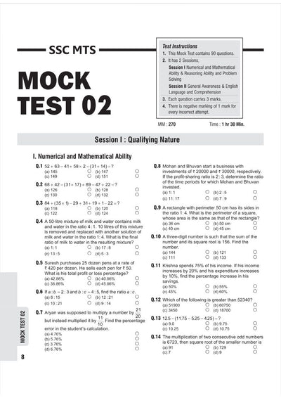 SSC MTS & Havaldar (CBIC/CBN) Exam 2027 | 20 Mock Tests with 100% Detailed Explanations | Session I & II | Complete Practice Based on Latest Exam Pattern