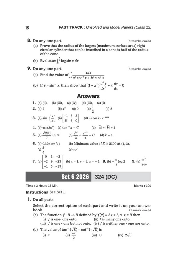 UP Board Mathematics Class 12 Exam 2027 | Fast Track Unsolved Papers (2026-2019) with All Set Coverage + 3 Model Papers Issued by UP Board | NCERT Based Complete Practice Book