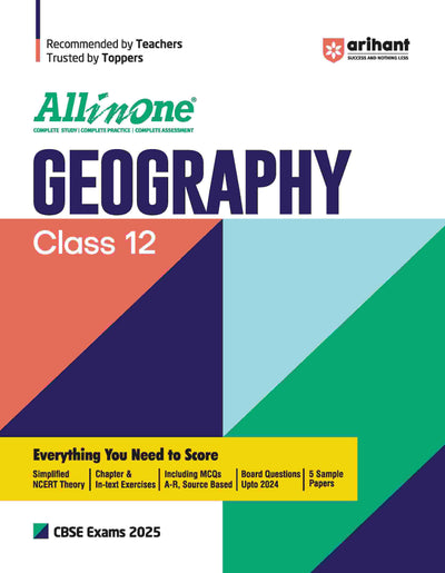 All In One Geography Class 12thBased On Latest NCERT For CBSE Exams 2025 | Mind map in each chapter | Clear & Concise Theory | Intext & Chapter Exercises | Sample Question Papers