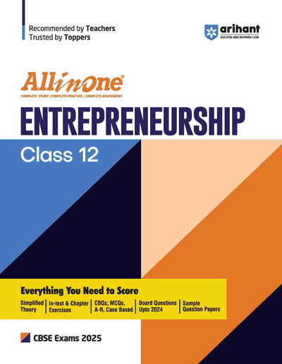All In One Entrepreneurship Class 12thBased On Latest NCERT For CBSE Exams 2025 | Mind map in each chapter | Clear & Concise Theory | Intext & Chapter Exercises | Sample Question Papers 