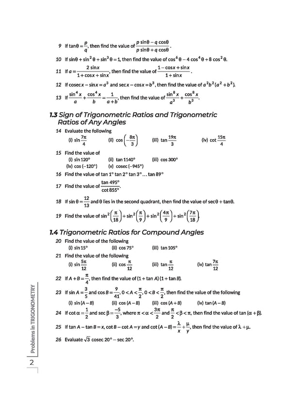 Navigator Series JEE Main & Advanced 2027 – Trigonometry | 1200+ Problems | Trigonometric Functions, Identities, Equations, Heights & Distances, Inverse Trigo | 3-Level Exercises with PYQs