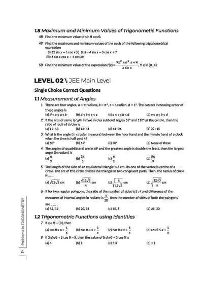 Navigator Series JEE Main & Advanced 2027 – Trigonometry | 1200+ Problems | Trigonometric Functions, Identities, Equations, Heights & Distances, Inverse Trigo | 3-Level Exercises with PYQs