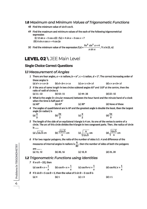 Navigator Series JEE Main & Advanced 2027 – Trigonometry | 1200+ Problems | Trigonometric Functions, Identities, Equations, Heights & Distances, Inverse Trigo | 3-Level Exercises with PYQs