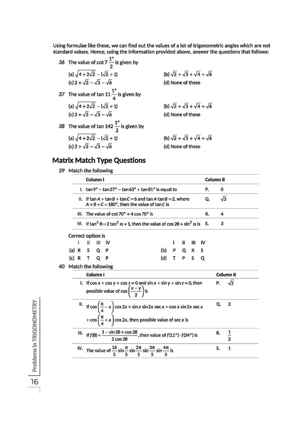Navigator Series JEE Main & Advanced 2027 – Trigonometry | 1200+ Problems | Trigonometric Functions, Identities, Equations, Heights & Distances, Inverse Trigo | 3-Level Exercises with PYQs