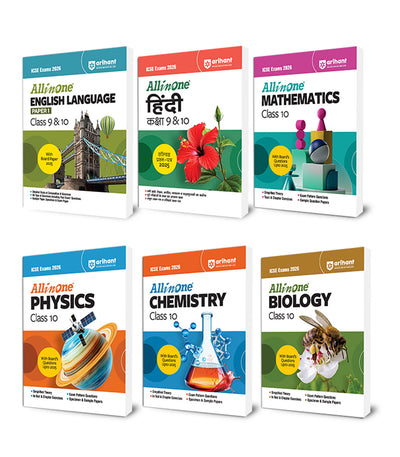 Combo of ICSE All in One class 10th Exam 2026 | English Lang, Hindi, Mathematics, Physics, Chemistry & Biology