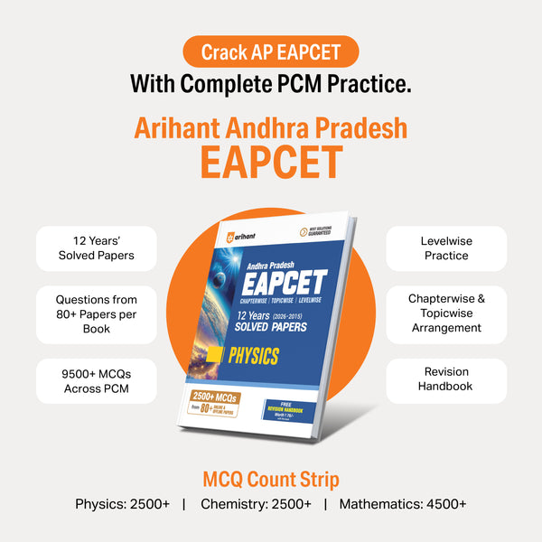 Buy Now AP EAPCET Mathematics 2027 by Arihant Books — 12 years solved papers, 4500+ chapterwise questions, 80+ practice papers & revision handbook. Order!