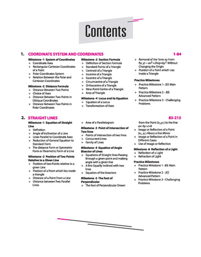 Skills in Mathematics Coordinate Geometry JEE 2026 TOC chapter list