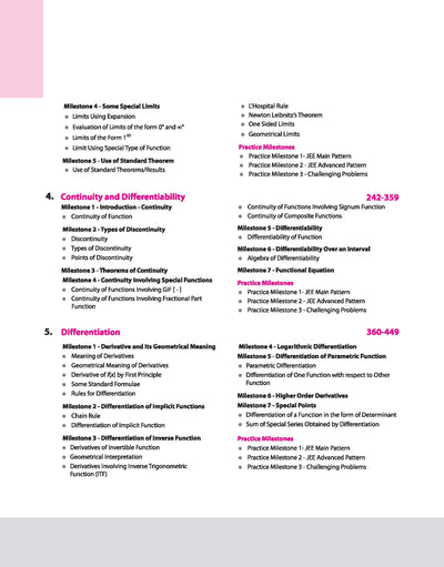 Skills in Mathematics Differential Calculus JEE 2026 TOC chapters