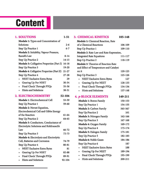 Objective Chemistry Volume 2 NEET 2027 table of contents