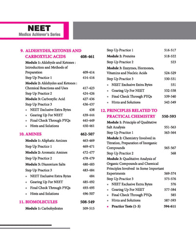 Objective Chemistry Volume 2 NEET 2027 table of contents
