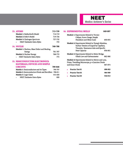 Objective Physics Volume 2 NEET 2027 table of contents