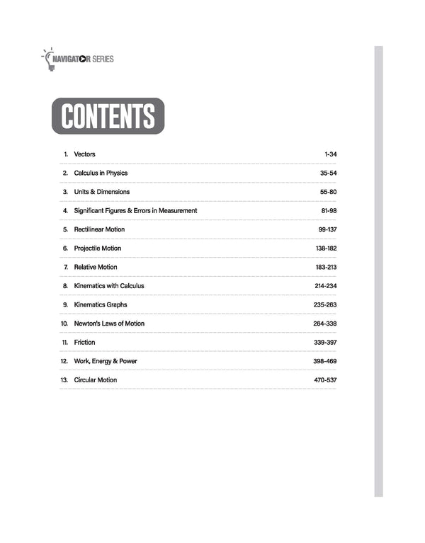 Navigator Mechanics I table of contents