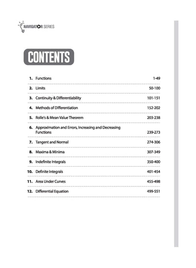 Navigator Series JEE Main & Advanced 2027 – Calculus | 2000+ Problems | Limits, Continuity, Differentiation, Maxima–Minima, Integrals, AOD, DE & More | 3-Level Exercises with PYQs | by Vinod Kumar Pareek
