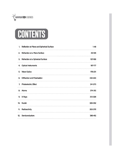 Navigator Optics Modern Physics table of contents