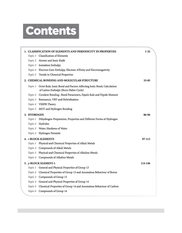 Navigator Inorganic Chemistry table of contents