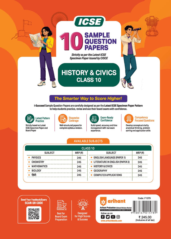 i-Succeed ICSE 10 Sample Question Papers Class 10 History & Civics Exam 2027 | Colour-Coded Revision Cheat Sheets, Council Style Detailed Answers, Mind Maps for Last Minute Revision | Based on ISC Syllabus 2027
