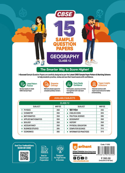 i-Succeed CBSE 15 Sample Question Papers Class 12 Geography Exam 2027 | Colour-Coded Revision Cheat Sheets, Toppers Copy with Expert Insights | FREE SUPER POWER KIT | Based on Latest CBSE SQP Released 21 Sept 2026