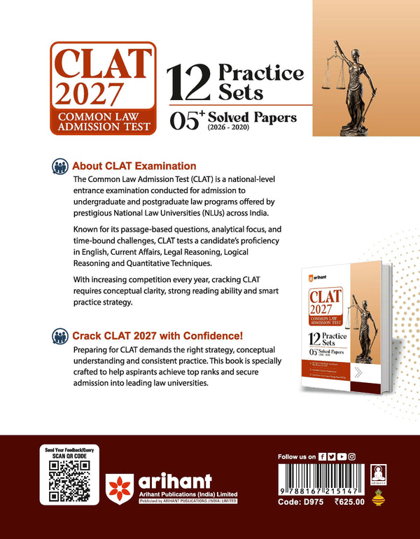 CLAT 2027 | 12 Practice Sets & 5+ Solved Papers 2026-2020 | All Practice Sets as per New Pattern | Detailed & Authentic Explanations | Each Practice Sets Consist Passage-Based MCQs
