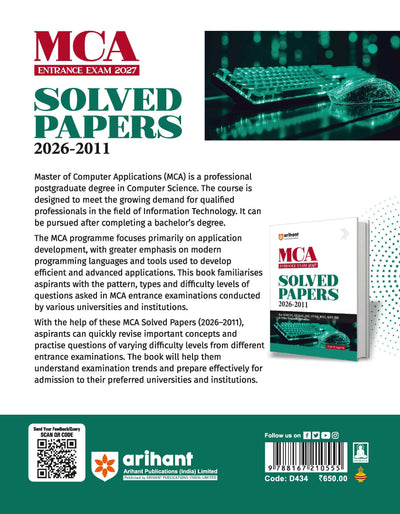 MCA Entrance Exam 2027 back cover