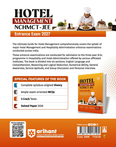 Hotel Management NCHMCT JEE Entrance Exam 2027 | Sectionwise Quick Notes, 3 Crack Sets & NCHMCT JEE Solved Paper 2026 | 3000+ Practice MCQs