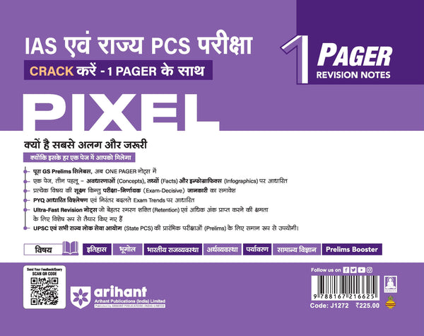 UPSC & State PSC Prelims Itihas (History) | Pixel 1-Pager Revision Notes | Fast Revision, Entire Prelims GS in 1-Page Format, Concept & Fact Infographics with PYQ-Based Preparation