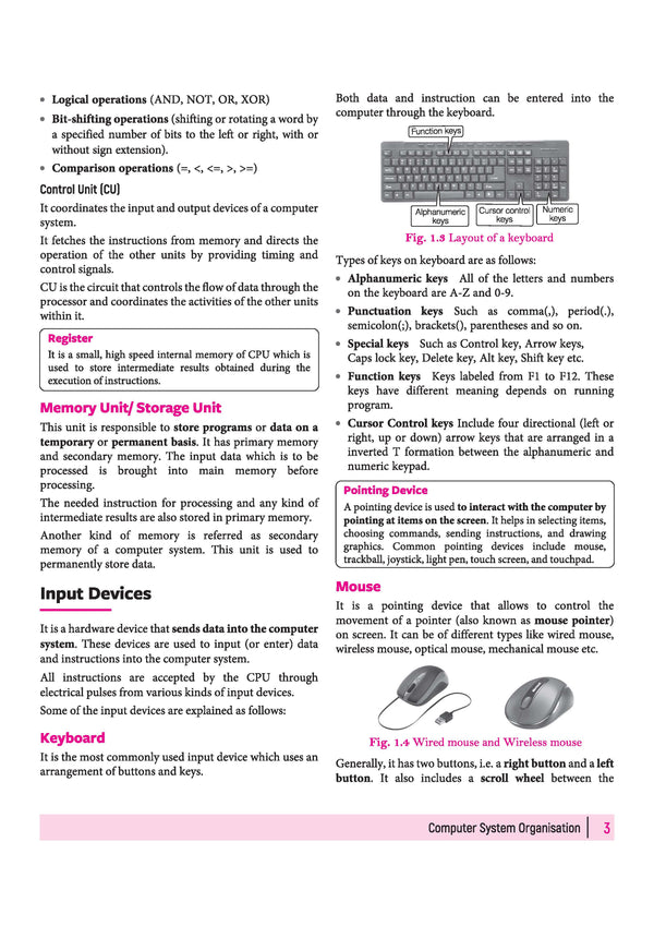 Chapter 1 Preview - Arihant All in One Computer Applications Class 9 CBSE Exam 2026-27 | Computer System Organisation Outlines, Input Output Devices, Hardware, and Software System Diagram"