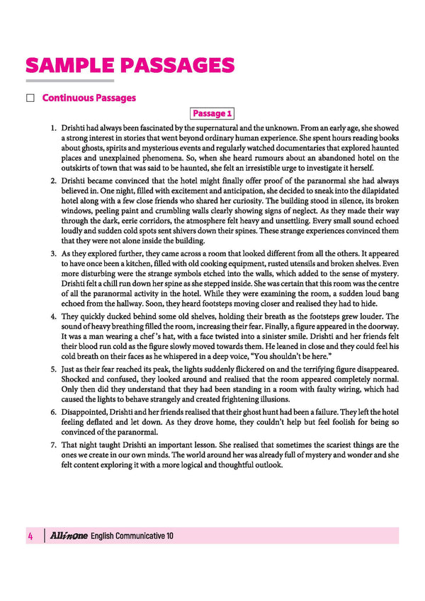 All in One English Communicative Class 10 CBSE Exam 2026-27 table of contents showing chapters topics CBQs exercises mind maps Arihantbooks