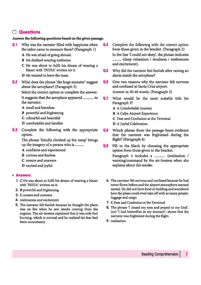 Arihant Class 10 English Communicative index for Reading Comprehension, Application Writing, Descriptive Paragraph, Formal Letters, and Article Writing